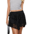 Women's Summer Mini Skirt Black Tiered Ruffle Lace Floral Skirt for Daily, Travel, Parties T-Shirts, Hoodie, Sweatshirt