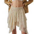 Women's Summer Mini Skirts Irregular Hem Lace Floral Skirt for Daily, Travel, Parties Womenswear Bottom T-Shirts, Hoodie,...