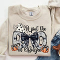 Women's Sweatshirt, I Put The Boo In Boujee Sweatshirt, Boo-Jee Ghost Sweater, Coquette Halloween Shirts Cotton Polyester...