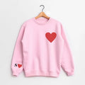 Women's Valentines Sweatshirt with Initial on Sleeve - Couple Matching, Valentine Gift, Loose Fit - Fabric T-Shirts, Hoodie