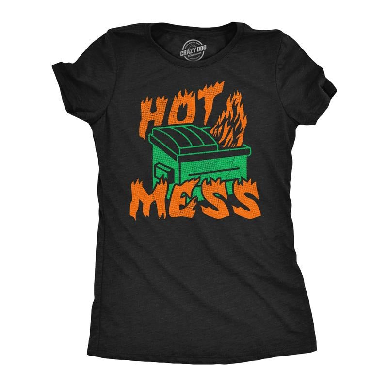 Womens Funny T Shirts Hot Mess Dumpster Fire Sarcastic Graphic Novelty Tee for Ladies Funny Womens T Shirts Cute Vintage...