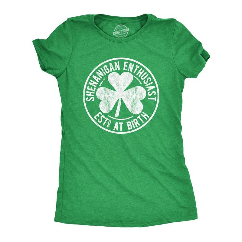 Womens Shenanigan Enthusiast T Shirt Funny Saint Patricks Day St Patty Irish Tee Funny Womens T Shirts Cute Slimming Tees...