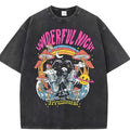 Wonderful Night Skeleton Butterfly Wave Print T-Shirts Fashion Tops Street Clothing Loose Wash Tee, Unisex T-Shirt, For...
