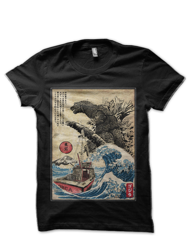 Woodblock Orca in Japan Black T-Shirt Hoodie, Sweatshirt | PureTeeCo.com