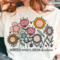 Words matter speak kindness boho floral Unisex Shirt, flowers Unisex, inspirational T-Shirt, kindnes Unis Top Casual...