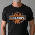 World's Coolest Grandpa T-shirt, New Grandpa Announcement Tee, Motorcycle Grandpa Gift Funny Father's Day  Classic Cotton...