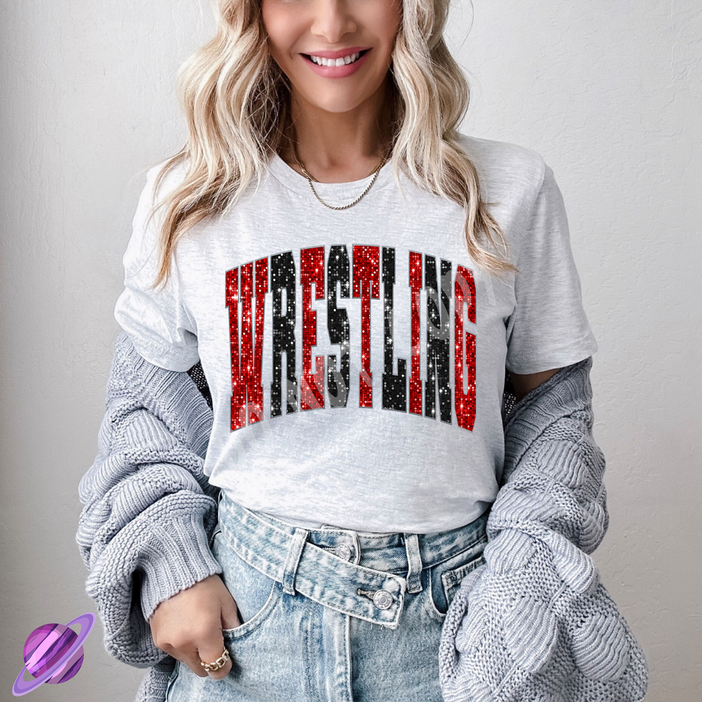 WRESTLING FAUX GLITTER TEE Hoodie, Sweatshirt | PureTeeCo.com (Image 1)