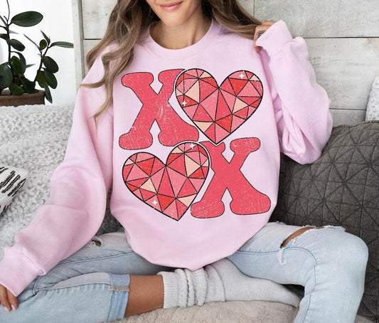 XOXO , Valentine Day Groovy Valentine , Retro Valentine Crewneck Sweatshirt
