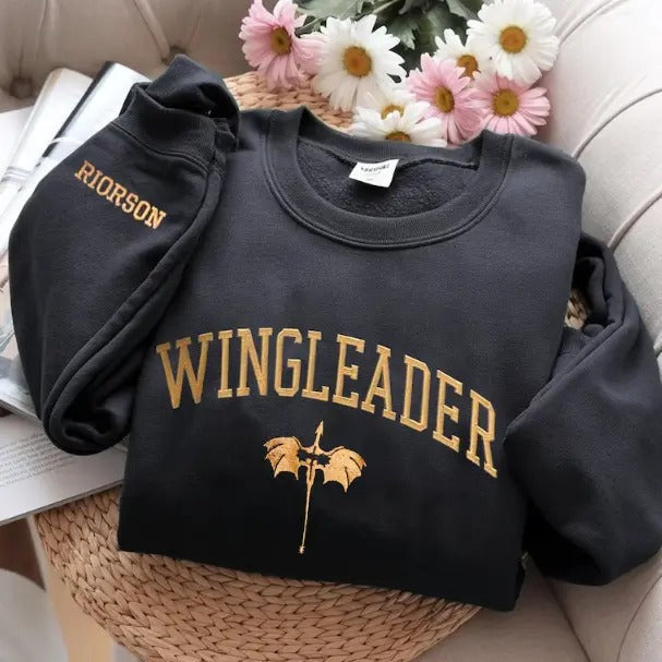 Xaden Riorson Wingleader Embroidered Crewneck Fourth Wing merchm bookish merchm booktok Onyx Storm Reader, Violence...