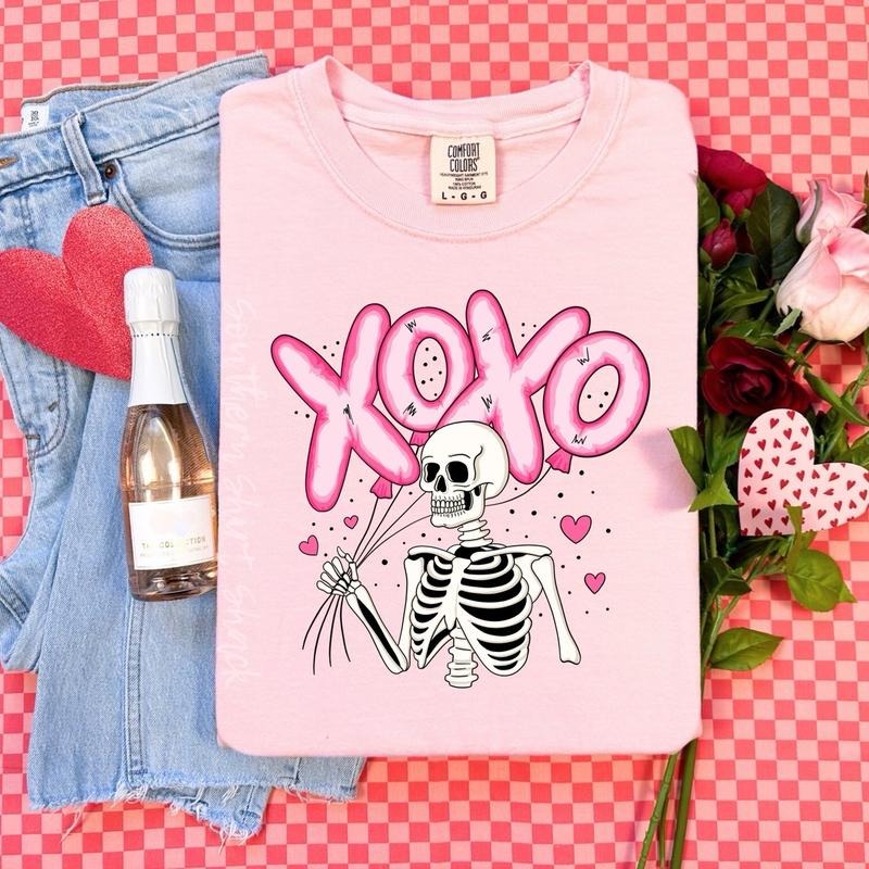Xoxo bubble balloon skelly | blossom comfort colors t shirt Hoodie, Sweatshirt | PureTeeCo.com