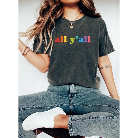 Y'all Rainbow Pride  Shirt, LGBT Gifts, Pride Parade Outfits, Equality Pride Shirt, LGBTQ Ally Gay Pride Retro Shirt