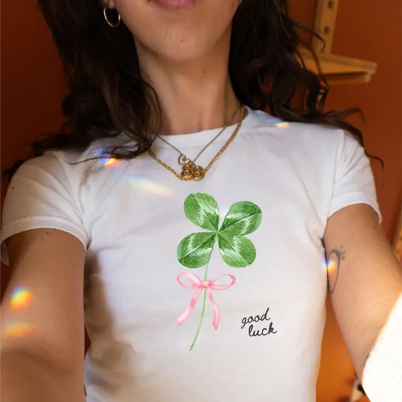 Y2k Baby Tee Coquette Top St Patricks Day Baby Tee, Gift For St Patricks Hoodie, Sweatshirt | PureTeeCo.com