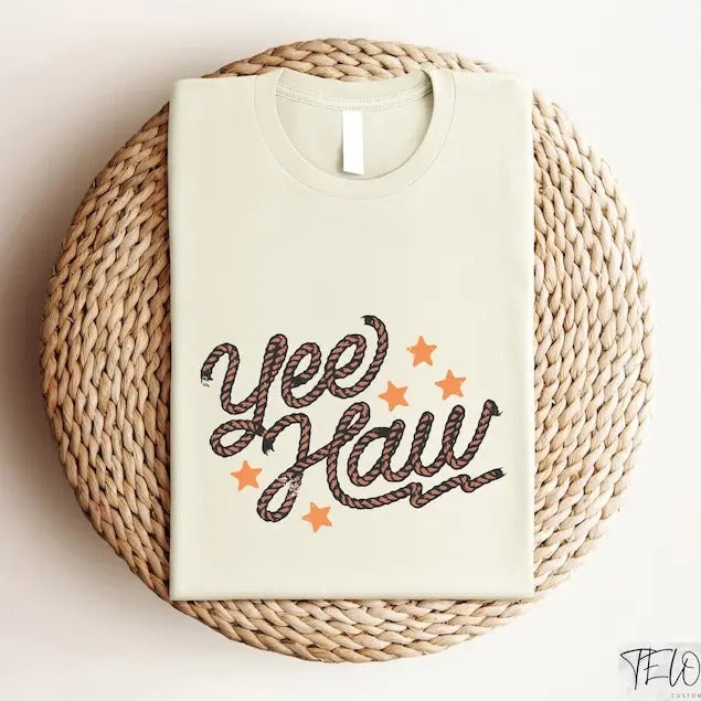 Yee Haw Rope Shirt, Cowboy Rope Sweatshirt, Western Star Tee, Retro Sayings Country Clothing, Cowboy Western Graphic...
