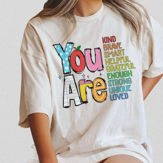You are Kind, Back to School Teacher Shirt, First Day Of School Shirt, Teach Love Inspire, Teacher Rainbow Pencil, Gifts For Teacher, Kids School TShirt, 1st Day of School, Retro Comfort Rainbow Shirt, Kindergarten Teacher, New Teacher Gift, Women Top