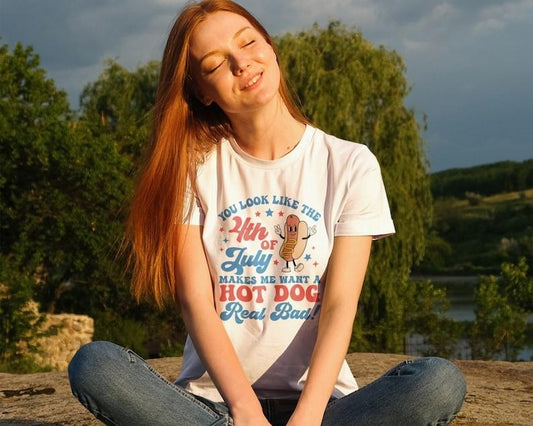 You look like the 4th of July makes me want a hot dog real bad Shirt, 4th of July Shirt, Patriotic, Retro Hot Dog Shirt Hoodie, T-shirt and sweater