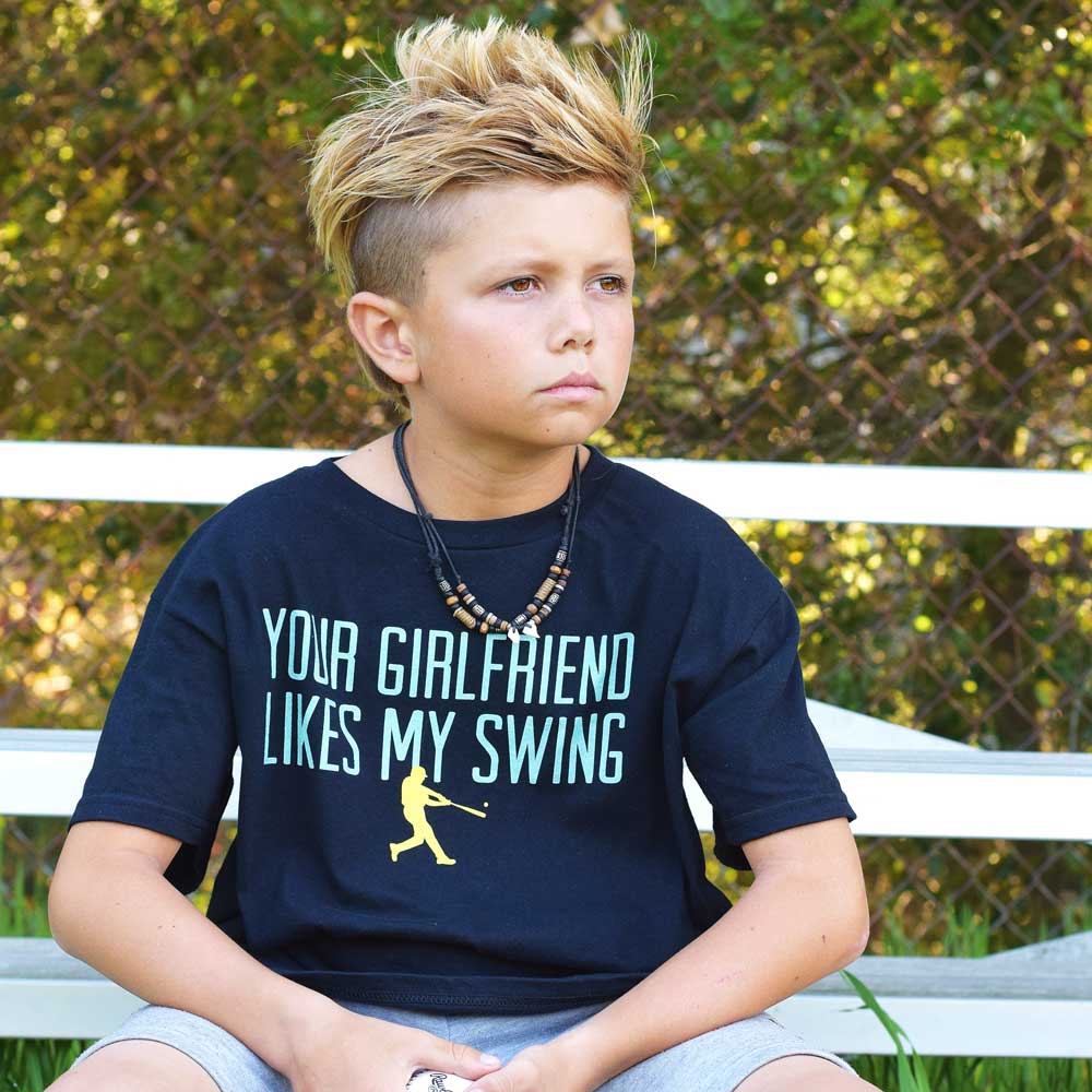 Your Girlfriend Likes My Swing Youth Tee Hoodie, Sweatshirt | PureTeeCo.com (Image 2)