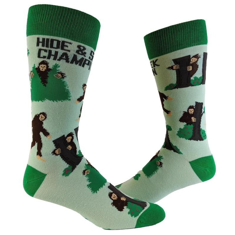 Youth Bigfoot Hide And Seek Champion Socks Funny Camping Sasquatch Knit Novelty Footwear Funny Graphic Socks Comfortable...