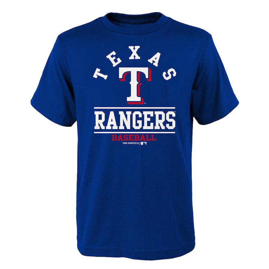 Youth Royal Texas Rangers Arch T-Shirt Hoodie, Sweatshirt | PureTeeCo.com