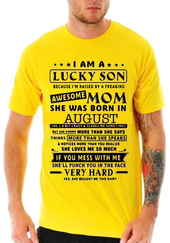 I Am A Lucky Son Half Sleeve Yellow T-Shirt Hoodie, Sweatshirt | PureTeeCo.com