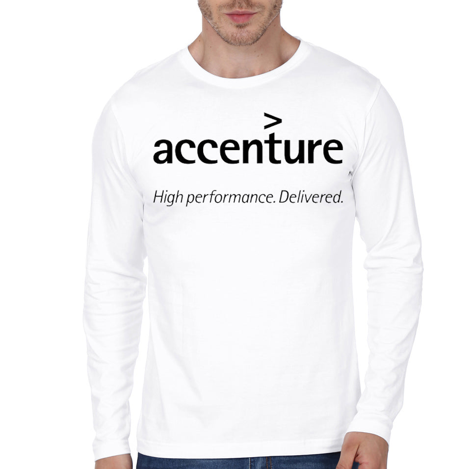 Accenture White Full Sleeve Tee Hoodie, Sweatshirt | PureTeeCo.com