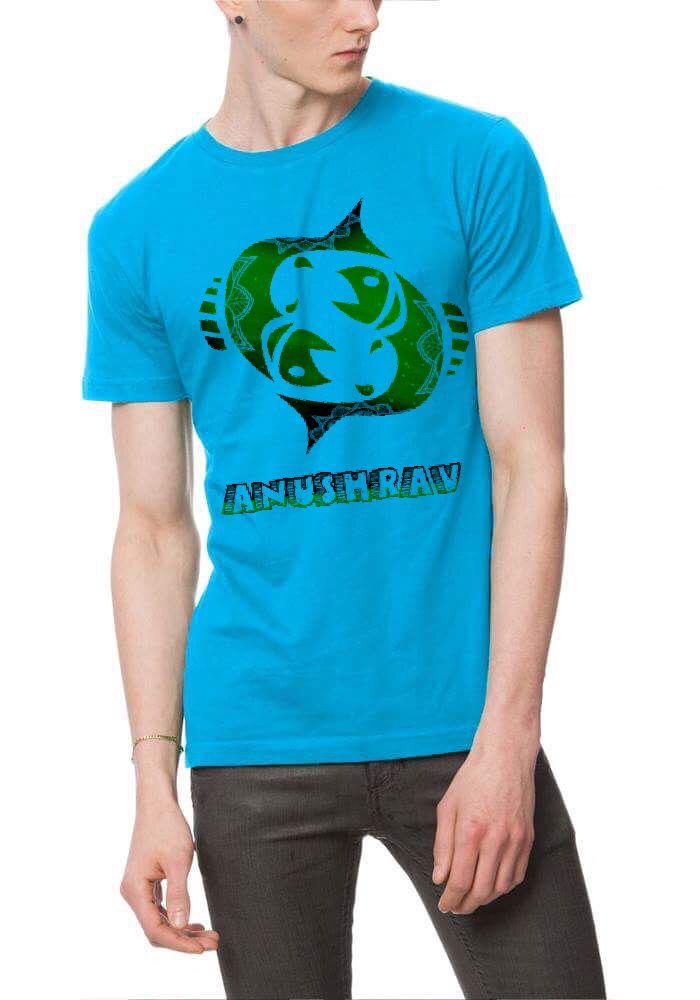 Anushrav Half Sleeve Light Blue T-Shirt Hoodie, Sweatshirt | PureTeeCo.com