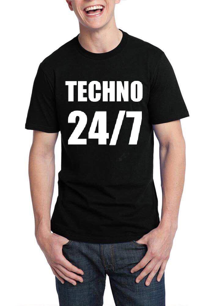 Techno 24/7 Half Sleeve Black T-Shirt Hoodie, Sweatshirt | PureTeeCo.com