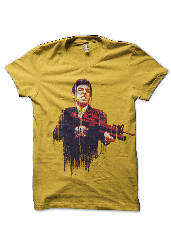 Scarface Half Sleeve Yellow T-Shirt Hoodie, Sweatshirt | PureTeeCo.com