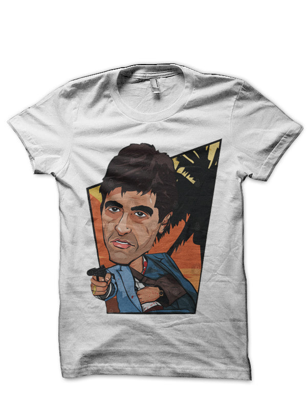 Scarface Half Sleeve White T-Shirt Hoodie, Sweatshirt | PureTeeCo.com
