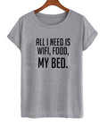 all i need is wifi food my bed t-shirt Hoodie, Sweatshirt | PureTeeCo.com