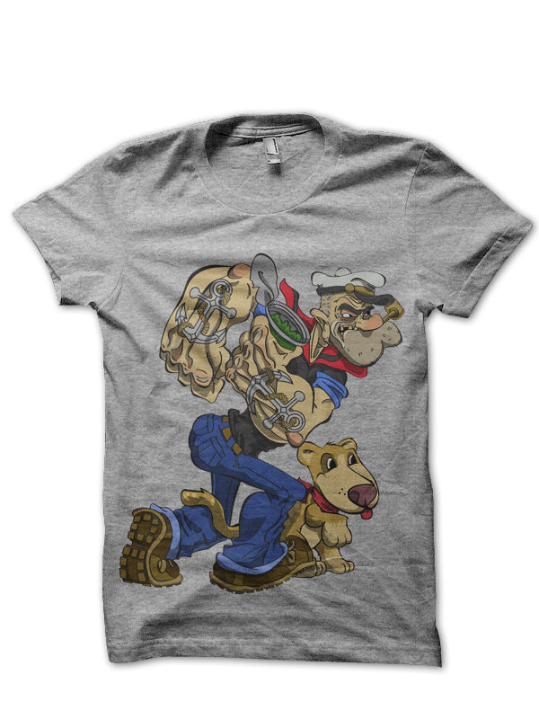 Angry Popeye Grey Tee (All Colours Available) Hoodie, Sweatshirt | PureTeeCo.com