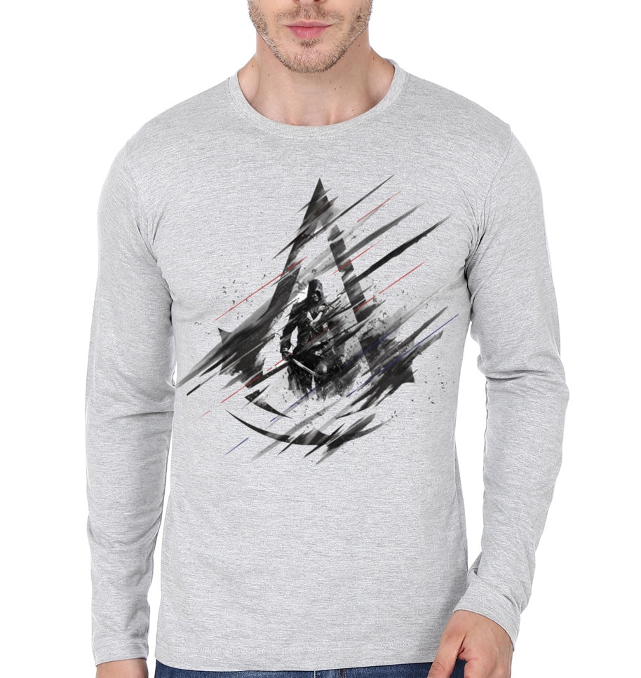 Assassinâ€™s Creed Grey Full Sleeve T-Shirt Hoodie, Sweatshirt | PureTeeCo.com