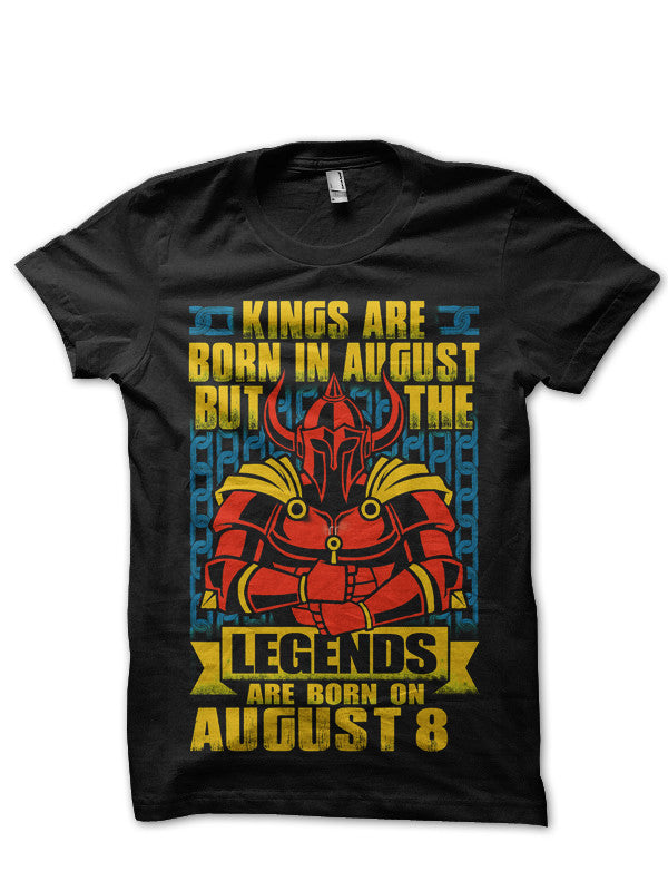 Kings Are Born In August But The Legends Are Born On August 8 Black T-Shirt Hoodie, Sweatshirt | PureTeeCo.com