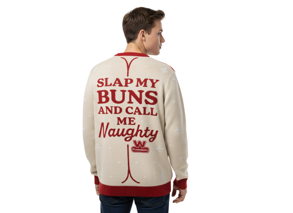 Wienerschnitzel Adult Unisex Slap My Buns Funny Hotdog Ugly Christmas Sweater