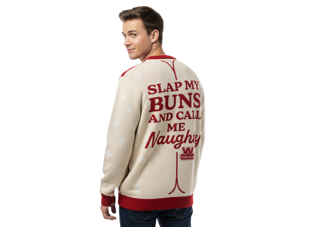 Wienerschnitzel Adult Unisex Slap My Buns Funny Hotdog Ugly Christmas Sweater