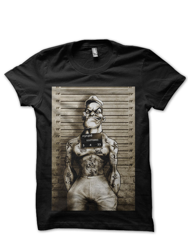 Badass Popeye Black Tee (Grey & White Available) Hoodie, Sweatshirt | PureTeeCo.com