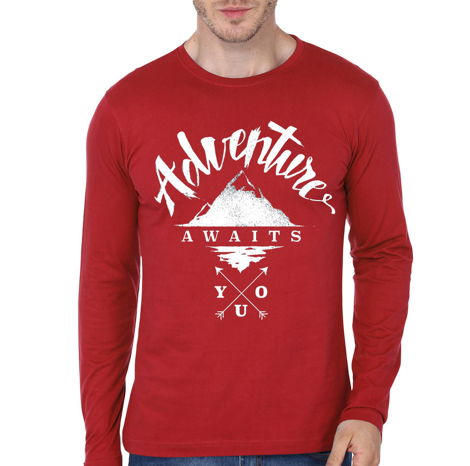Be Adventure Red Full Sleeve Tee Hoodie, Sweatshirt | PureTeeCo.com