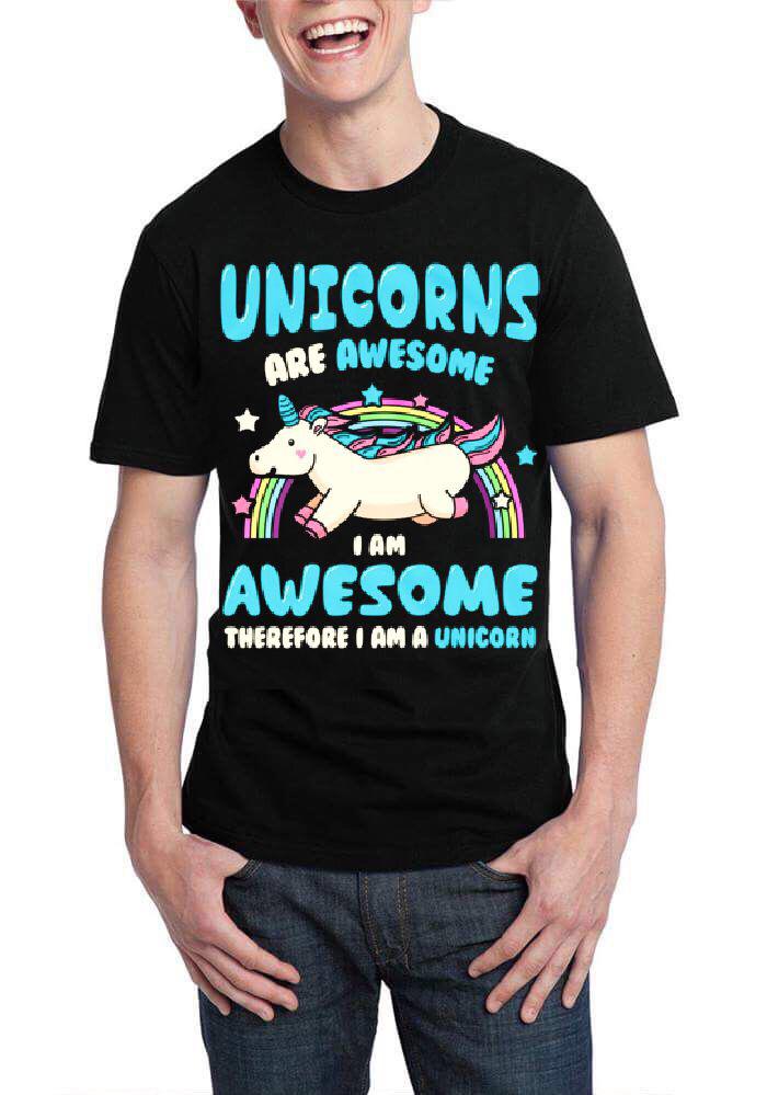 Unicorn Are Awesome Black Half Sleeve T-Shirt Hoodie, Sweatshirt | PureTeeCo.com