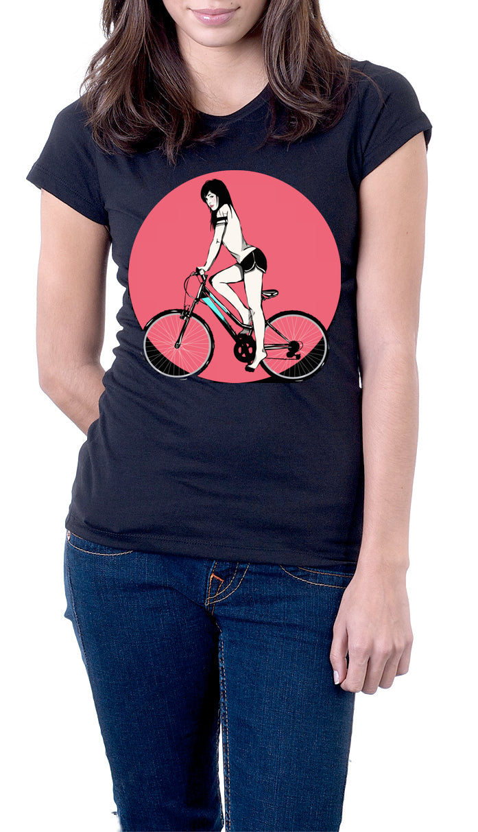 Bicycle Girl Black Tee Hoodie, Sweatshirt | PureTeeCo.com