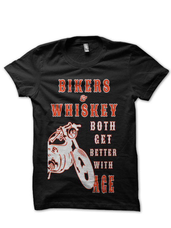 Biker And Whiskey Both Gets Better With Age Black T-Shirt Hoodie, Sweatshirt | PureTeeCo.com