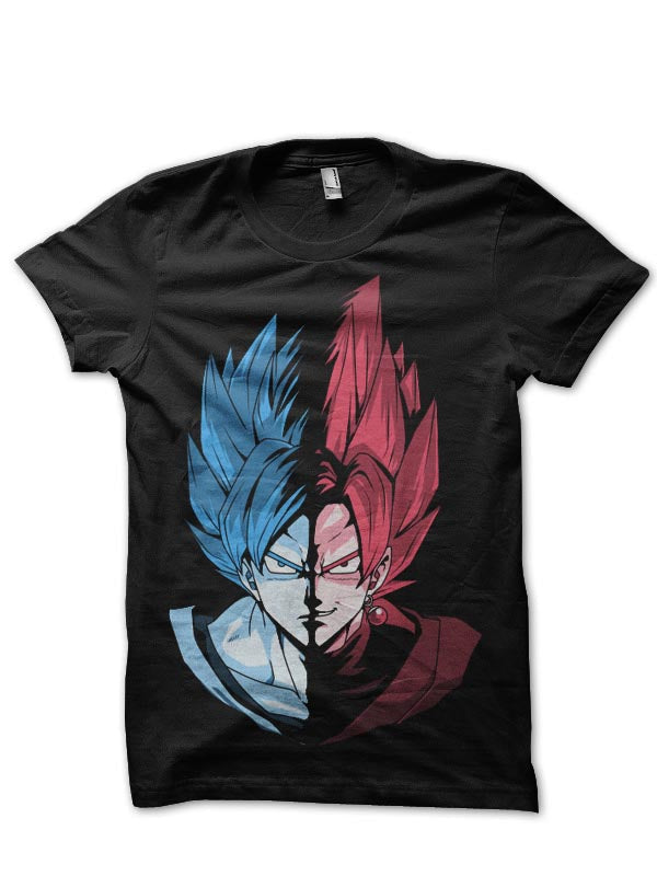Dragonball Blue Vs Rose Black T-Shirt Hoodie, Sweatshirt | PureTeeCo.com