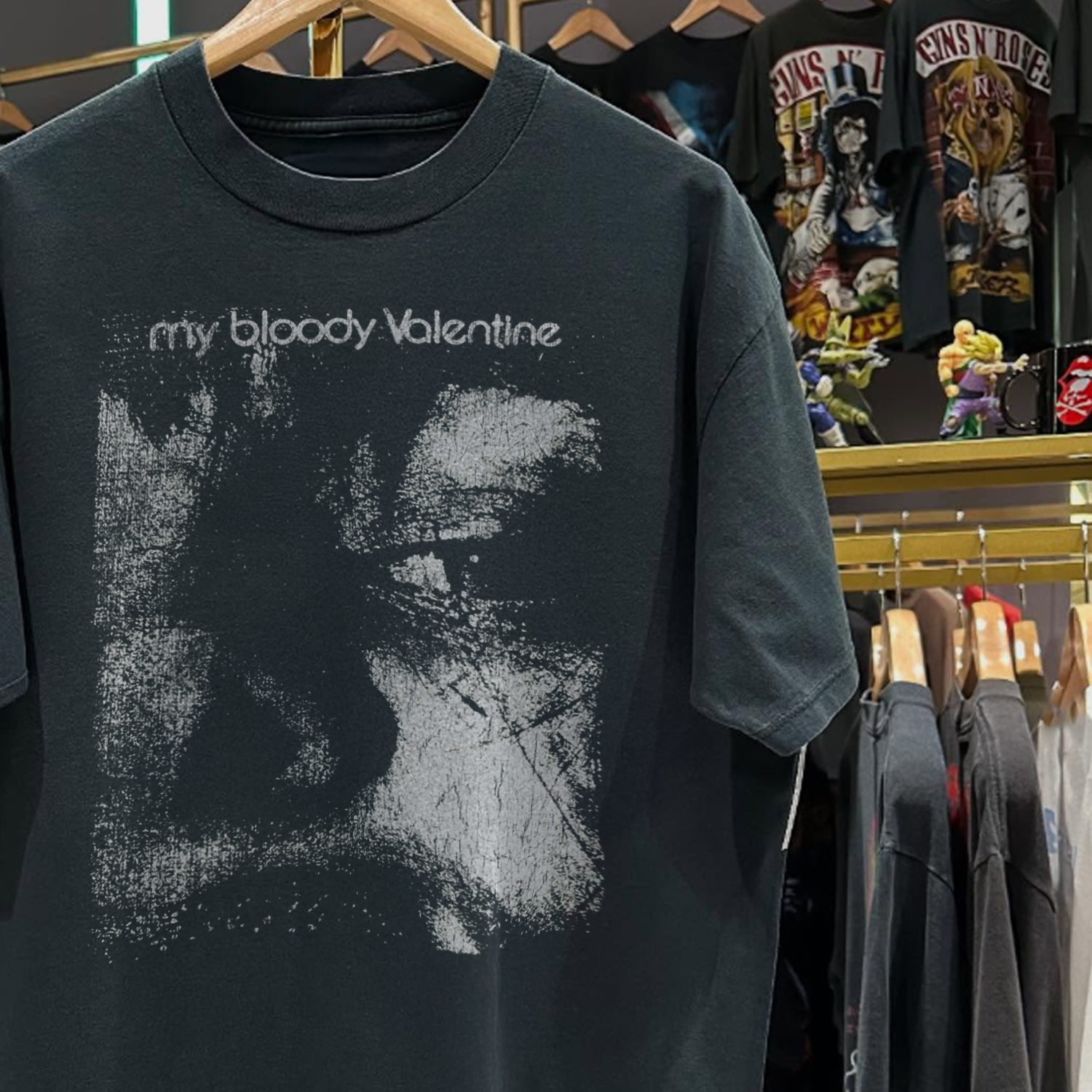 90s MY BLOODY VALENTINE ULTRA RARE WASHED BLACK T-SHIRT Hoodie, Sweatshirt | PureTeeCo.com (Image 2)