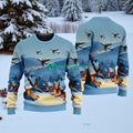 Boeing Kc-135 Stratotanker American Airlines In The Snowy Christmas Sky Ugly Sweater Best Gift