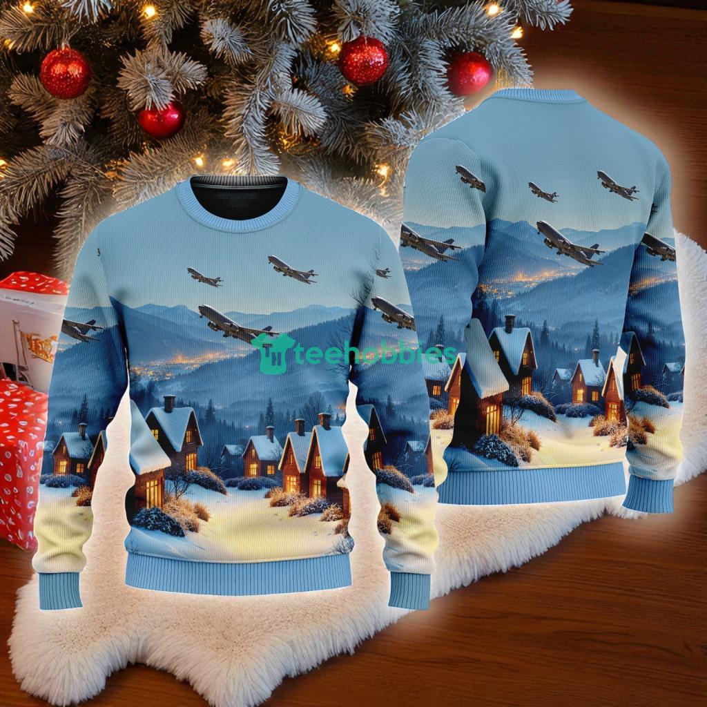Boeing Kc-46 Pegasus American Airlines In The Snowy Christmas Sky Ugly Sweater Best Gift