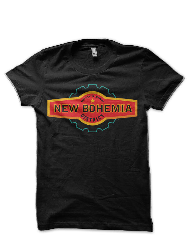 New Bohemia District Black Half Sleeve T-Shirt Hoodie, Sweatshirt | PureTeeCo.com