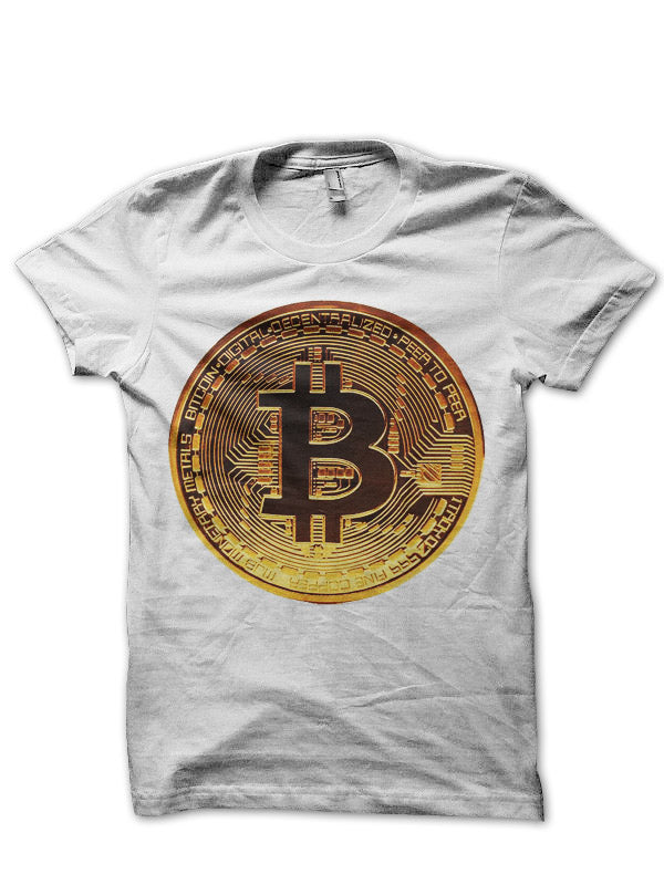Bitcoin White Half Sleeve T-Shirt Hoodie, Sweatshirt | PureTeeCo.com