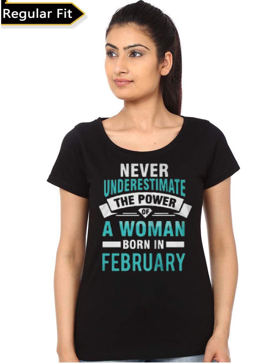 Never Underestimate The Power Of Woman Born In February Girls Top T-Shirts, Hoodie, Sweatshirt | PureTeeCo.com