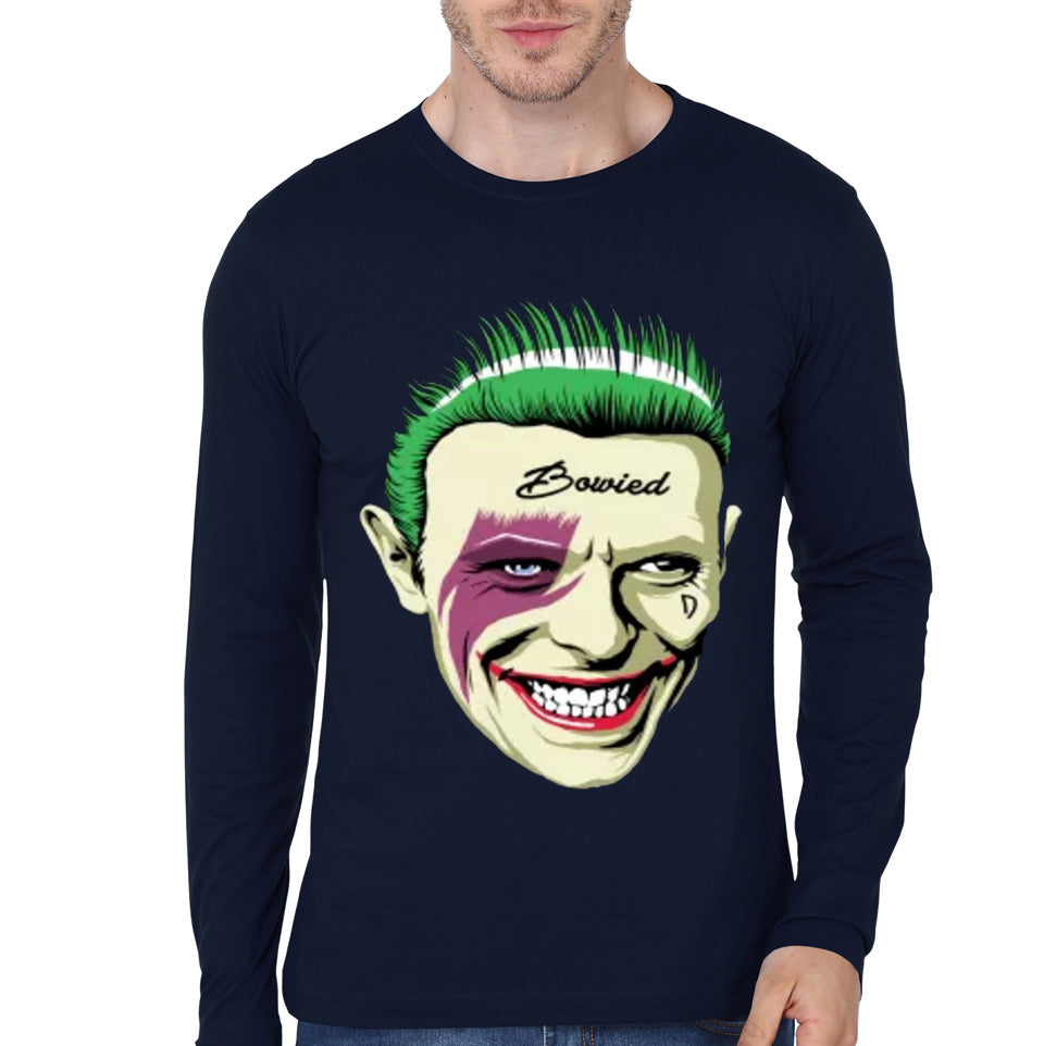 Bowied Navy Blue Full Sleeve Tee Hoodie, Sweatshirt | PureTeeCo.com