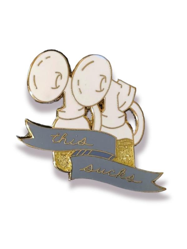 This Sucks, mother pumping breastmilk/breastfeeding enamel pin. Copper or gold. T-Shirts, Hoodie, Sweatshirt | PureTeeCo.com