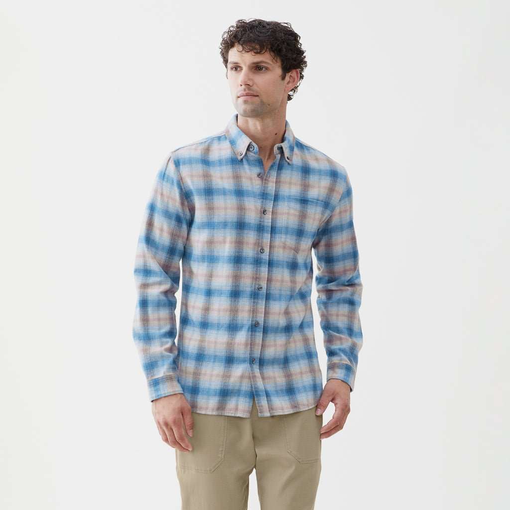 Brian Flannel Plaid Shirt - Blue Heather Plaid Hoodie, Sweatshirt | PureTeeCo.com (Image 1)