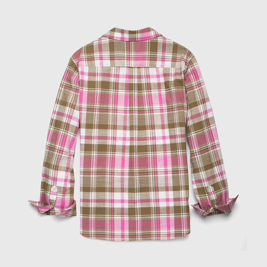 Brian Slub Plaid Shirt - Olive Pink Hoodie, Sweatshirt | PureTeeCo.com (Image 2)